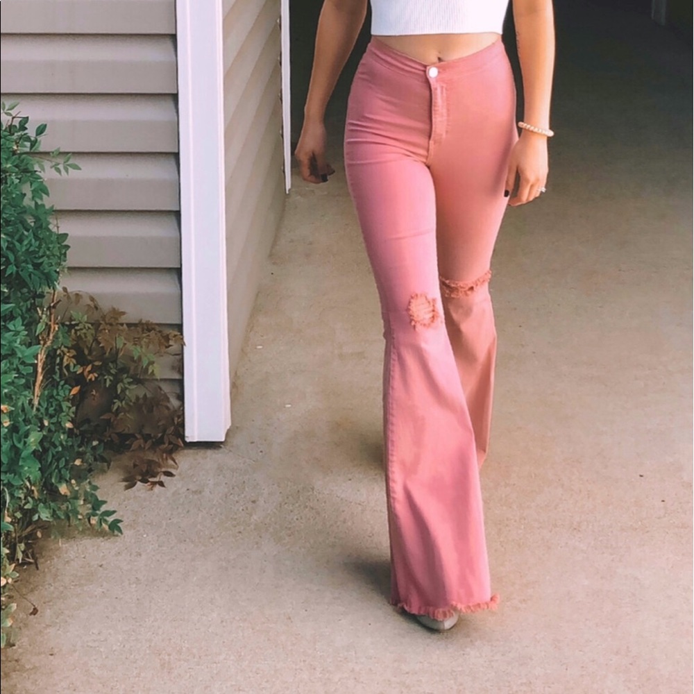 Blushing for You Pink Bell Bottom Pants